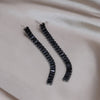 Korea Design Jewelry Square  Black Zircon Long Tassel Earrings Elegant Women's Party Accessories