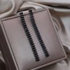 Korea Design Jewelry Square  Black Zircon Long Tassel Earrings Elegant Women's Party Accessories