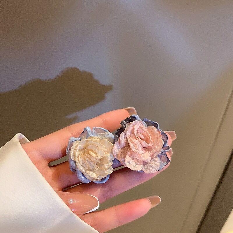 Korea Design Jewelry Sweet Colorful Cloth Flower Earrings Elegant Women Summer Style Beach Party Earrings