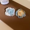 Korea Design Jewelry Sweet Colorful Cloth Flower Earrings Elegant Women Summer Style Beach Party Earrings