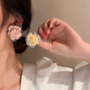 Korea Design Jewelry Sweet Colorful Cloth Flower Earrings Elegant Women Summer Style Beach Party Earrings