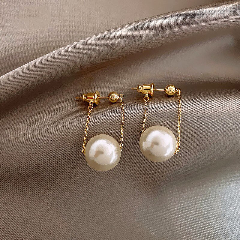 Korea Design Jewelry White Pearl Simple Earrings Elegant Women's Everyday All-match Earrings