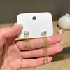 Korea Design Jewelry Zircon Chain Tassel Earrings Elegant Women's Work Daily Accessories