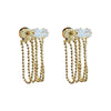 Korea Design Jewelry Zircon Chain Tassel Earrings Elegant Women's Work Daily Accessories