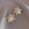 Korea Design Jewelry silver color  Zircon Flower Earrings Elegant Women Shiny Wedding Party Earrings