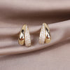 Korea Design Trendy Jewelry Simple Metal Zircon Earrings Elegant Women's Daily Work Accessories