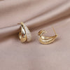 Korea Design Trendy Jewelry Simple Metal Zircon Earrings Elegant Women's Daily Work Accessories
