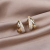 Korea Design Trendy Jewelry Simple Metal Zircon Earrings Elegant Women's Daily Work Accessories