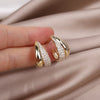 Korea Design Trendy Jewelry Simple Metal Zircon Earrings Elegant Women's Daily Work Accessories