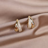 Korea Design Trendy Jewelry Simple Metal Zircon Earrings Elegant Women's Daily Work Accessories
