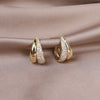 Korea Design Trendy Jewelry Simple Metal Zircon Earrings Elegant Women's Daily Work Accessories