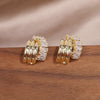 Korea Design Trendy Jewelry Square Zircon Cross Metal Earrings Elegant Urban Women's Daily Work Accessories
