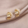 Korea Design Trendy Jewelry Square Zircon Cross Metal Earrings Elegant Urban Women's Daily Work Accessories