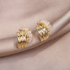 Korea Design Trendy Jewelry Square Zircon Cross Metal Earrings Elegant Urban Women's Daily Work Accessories