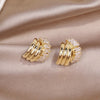 Korea Design Trendy Jewelry Square Zircon Cross Metal Earrings Elegant Urban Women's Daily Work Accessories