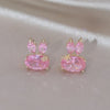 Korea Jewelry 14K Gold Plated Cute Rabbit Zircon Earrings Sweet Girl Gifts Elegant Women Daily Work Accessories