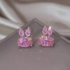 Korea Jewelry 14K Gold Plated Cute Rabbit Zircon Earrings Sweet Girl Gifts Elegant Women Daily Work Accessories