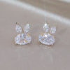 Korea Jewelry 14K Gold Plated Cute Rabbit Zircon Earrings Sweet Girl Gifts Elegant Women Daily Work Accessories