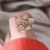 Korea Jewelry 14K Gold Plated  Zircon Flower Ring Elegant Women's Prom Party Opening Adjustable Accessories