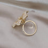 Korea Jewelry 14K Gold Plated  Zircon Flower Ring Elegant Women's Prom Party Opening Adjustable Accessories