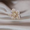 Korea Jewelry 14K Gold Plated  Zircon Flower Ring Elegant Women's Prom Party Opening Adjustable Accessories