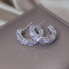 Korea Jewelry 14K Gold Plating  Triangle Colorful Zircon Half Earrings Elegant Women's Daily Work Accessories