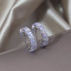 Korea Jewelry 14K Gold Plating  Triangle Colorful Zircon Half Earrings Elegant Women's Daily Work Accessories