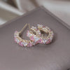 Korea Jewelry 14K Gold Plating  Triangle Colorful Zircon Half Earrings Elegant Women's Daily Work Accessories