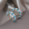 Korea Jewelry 14K Gold Plating  Triangle Colorful Zircon Half Earrings Elegant Women's Daily Work Accessories