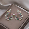 Korea Jewelry 14K Gold Plating  Zircon Color Crystal Letter U Earring  Women's Evening Party Accessories