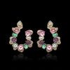Korea Jewelry 14K Gold Plating  Zircon Color Crystal Letter U Earring  Women's Evening Party Accessories