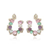 Korea Jewelry 14K Gold Plating  Zircon Color Crystal Letter U Earring  Women's Evening Party Accessories