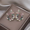 Korea Jewelry 14K Gold Plating  Zircon Color Crystal Letter U Earring  Women's Evening Party Accessories