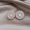 Korea Jewelry 14K Gold plated Copper Set Zircon Water Drop Round Earrings Elegant Women's Prom Party Accessories