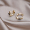 Korea Jewelry 14K Gold plated Simple Geometry Black Zircon Metal Earrings Elegant Women's Daily Work Accessories