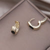 Korea Jewelry 14K Gold plated Simple Geometry Black Zircon Metal Earrings Elegant Women's Daily Work Accessories