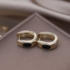 Korea Jewelry 14K Gold plated Simple Geometry Black Zircon Metal Earrings Elegant Women's Daily Work Accessories