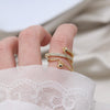 Korea Jewelry 14K Real Gold plating Exquisite AAA Zircon Multilayer Chain Bead Rings Elegant Women's Daily Work Ring