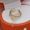 Korea Jewelry 14K Real Gold plating Exquisite AAA Zircon Multilayer Chain Bead Rings Elegant Women's Daily Work Ring