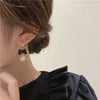 Korea Jewelry Copper Inlaid Zircon Ball Pendant Black Paint Bow Earrings Elegant Women's Party Party Accessories