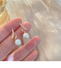 Korea Jewelry Copper Inlaid Zircon Spiral natura Pearl Pendant Earrings Unusual Girl Gift Women's Daily Work earring