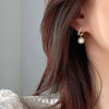 Korea Jewelry Copper Inlaid Zircon Spiral natura Pearl Pendant Earrings Unusual Girl Gift Women's Daily Work earring