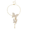 Korea Jewelry Exaggerated White Satin Cloth Butterfly Pendant Necklace Elegant Women Summer Style Wedding Necklace