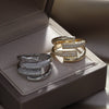 Korea Jewelry Exquisite 14K Gold Plated AAA Zircon Double Cross Ring Elegant Women Opening Adjustable Wedding Gift