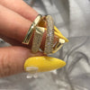 Korea Jewelry Exquisite 14K Gold Plated AAA Zircon Double Cross Ring Elegant Women Opening Adjustable Wedding Gift