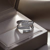 Korea Jewelry Exquisite 14K Gold Plated AAA Zircon Double Cross Ring Elegant Women Opening Adjustable Wedding Gift