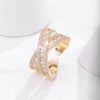 Korea Jewelry Exquisite 14K Real Gold Plated AAA Zircon Ring Elegant Women's Opening Adjustable Wedding Gift