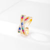 Korea Jewelry Exquisite 14K Real Gold Plated AAA Zircon Ring Elegant Women's Opening Adjustable Wedding Gift
