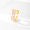 Korea Jewelry Exquisite 14K Real Gold Plated AAA Zircon Ring Elegant Women's Opening Adjustable Wedding Gift