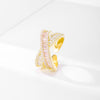 Korea Jewelry Exquisite 14K Real Gold Plated AAA Zircon Ring Elegant Women's Opening Adjustable Wedding Gift